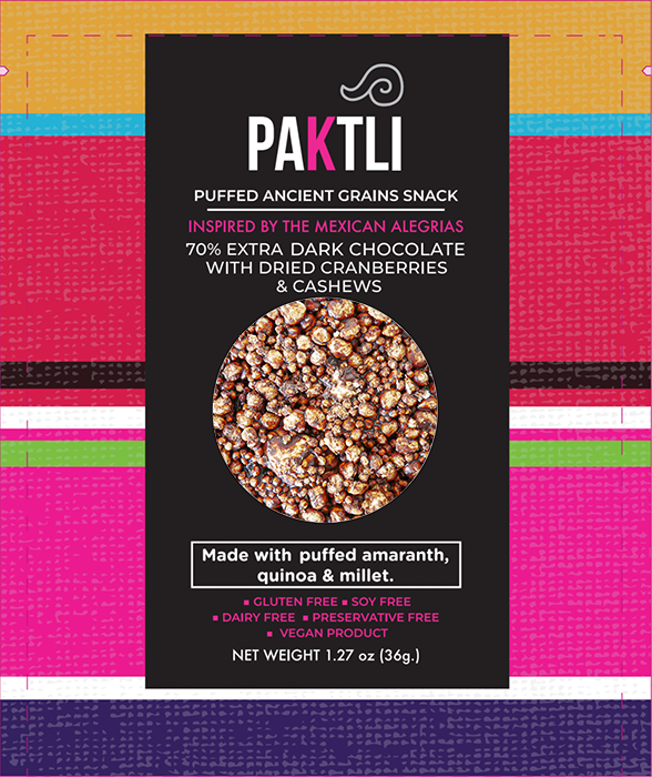 PAKTLI Extra Dark Chocolate Alegria w/ Cranberries + Cashews