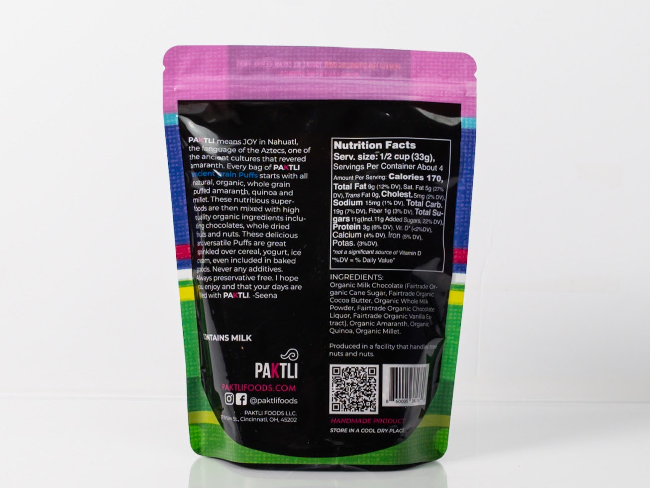 PAKTLI Milk Chocolate Alegria Crumbles